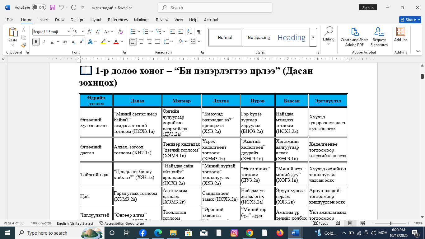 шинэчилсэн хөтөлбөрөөр бичсэн ахлах бүлгийн 9 сарын төлөвлөгөө