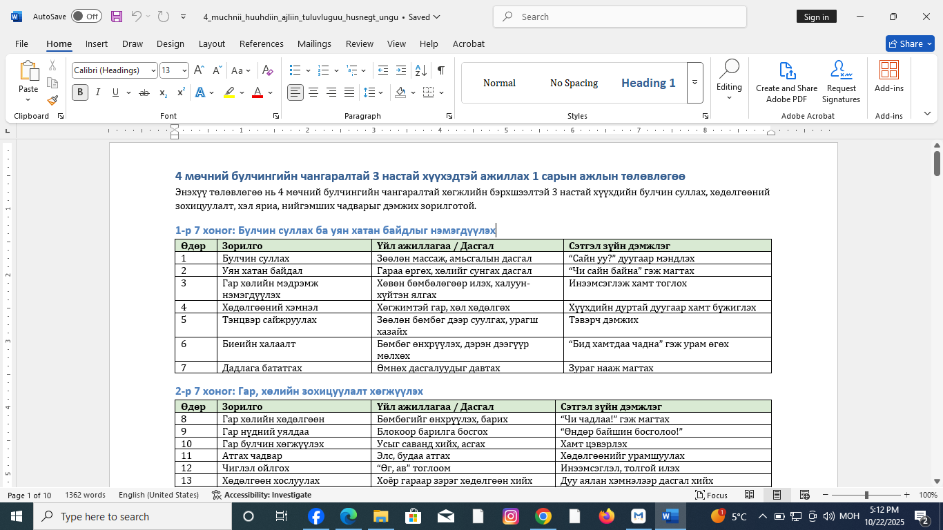 4 мөчний булчингийн чангаралтай 3 настай хүүхэдтэй ажиллах 1 сарын ажлын төлөвлөгөө